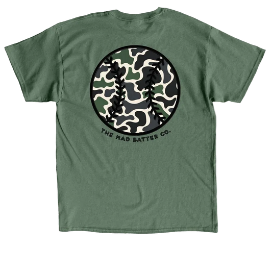 Backwoods Camo Baseball Tee (Adult)